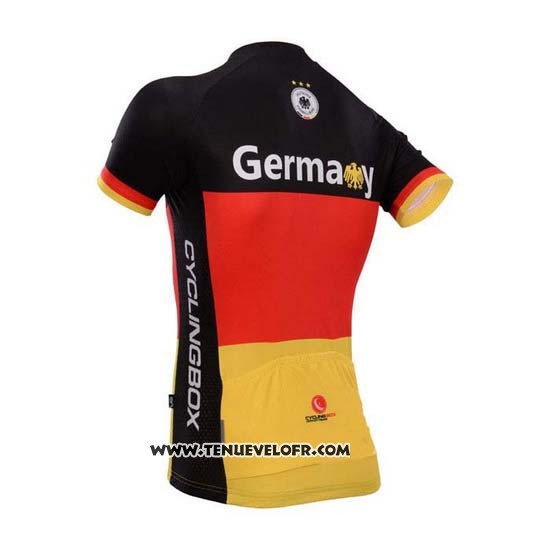 2014 Maillot Ciclismo Fox Cyclingbox Rouge  et Jaune Manches Courtes et Cuissard